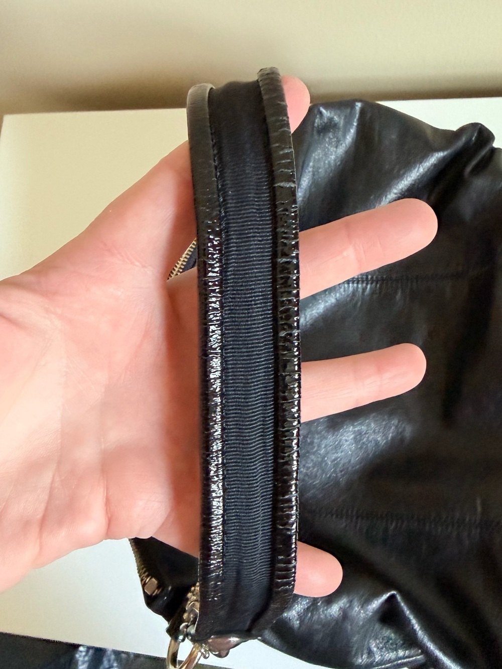 Coach Poppy Black Leather Shoulder Bag with Front Pockets - Picture 7 of 13